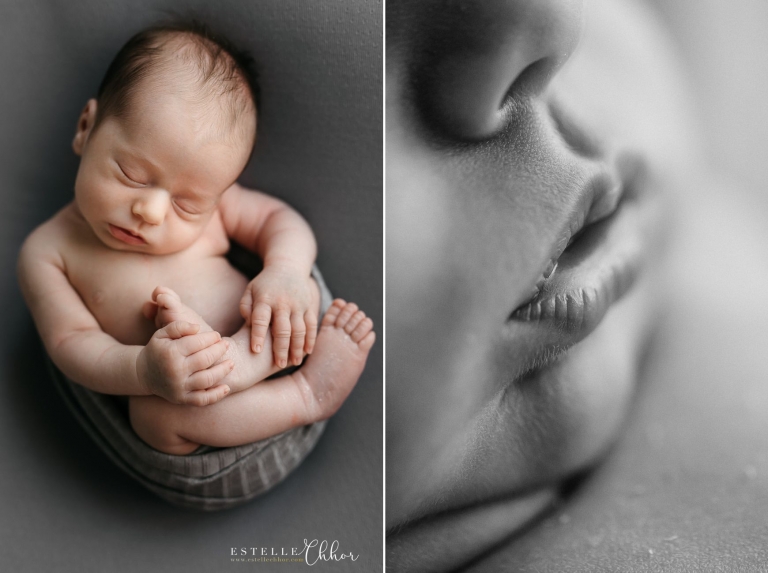 photos naturelles d'un bébé dans des tons de gris